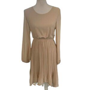 Ya Los Angeles Tan Pleated Dress
